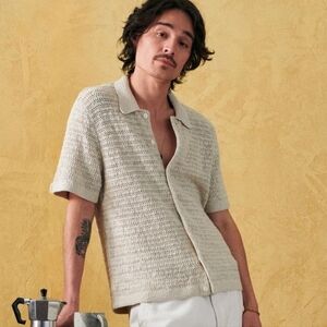 Abercrombie Men's Knit Button Down Short Sleeve Shirt Sz.M